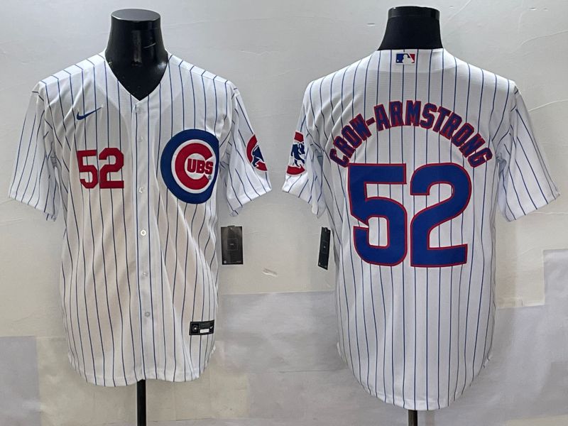 Men Chicago Cubs 52 Crow-Armstrong White Stripe Game 2025 Nike MLB Jersey style 3